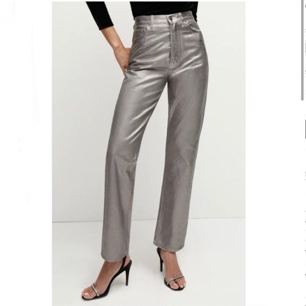 Daniella Metallic Straight Leg Jeans in Light Gunmetal